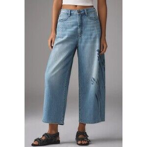 Anthropologie Pilcro Kenna Barrel Leg Wide Denim Jeans Icon Edition Flower 29 8